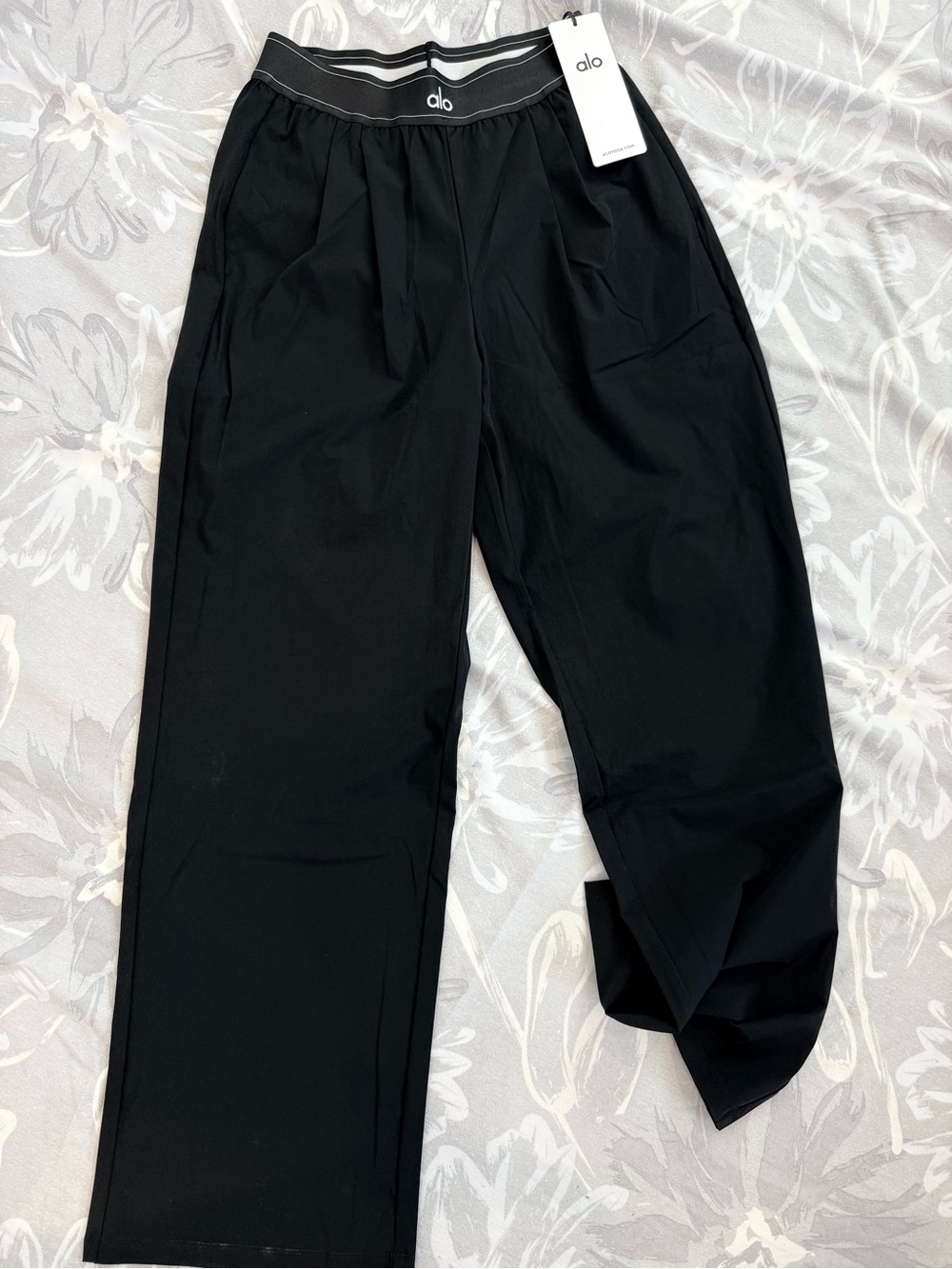 ALO Yoga Black Wide-Leg Trousers